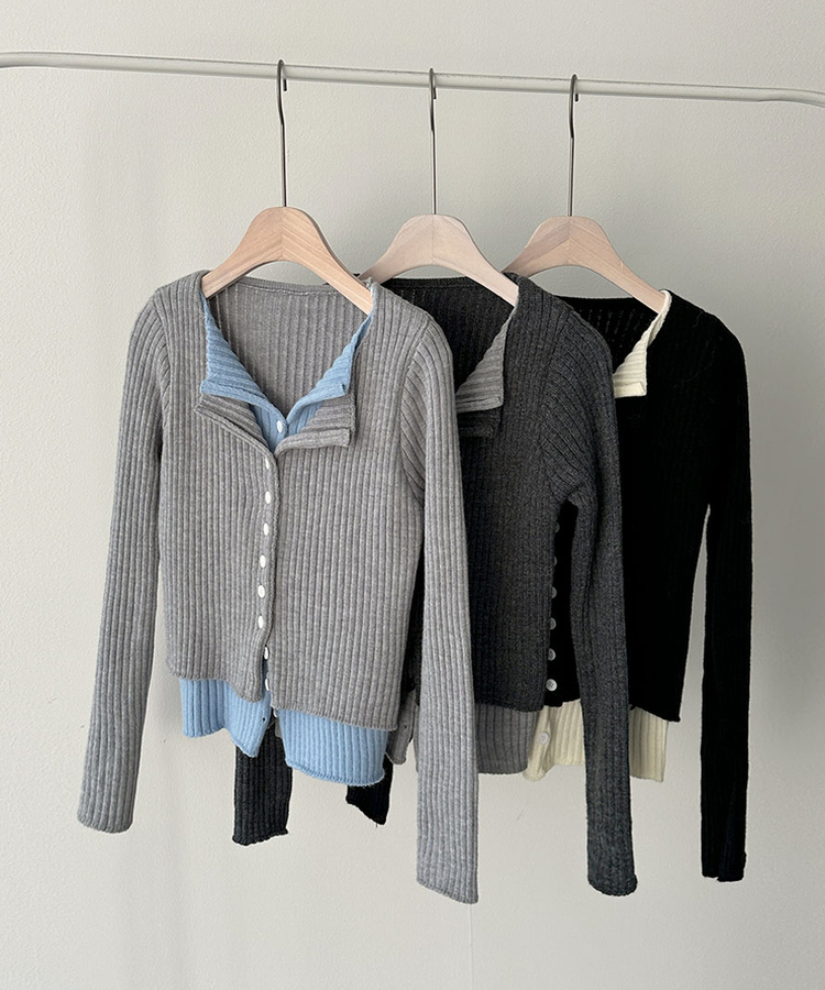 트윈 블렌드 니트 슬림핏 가디건