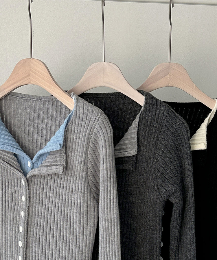 트윈 블렌드 니트 슬림핏 가디건