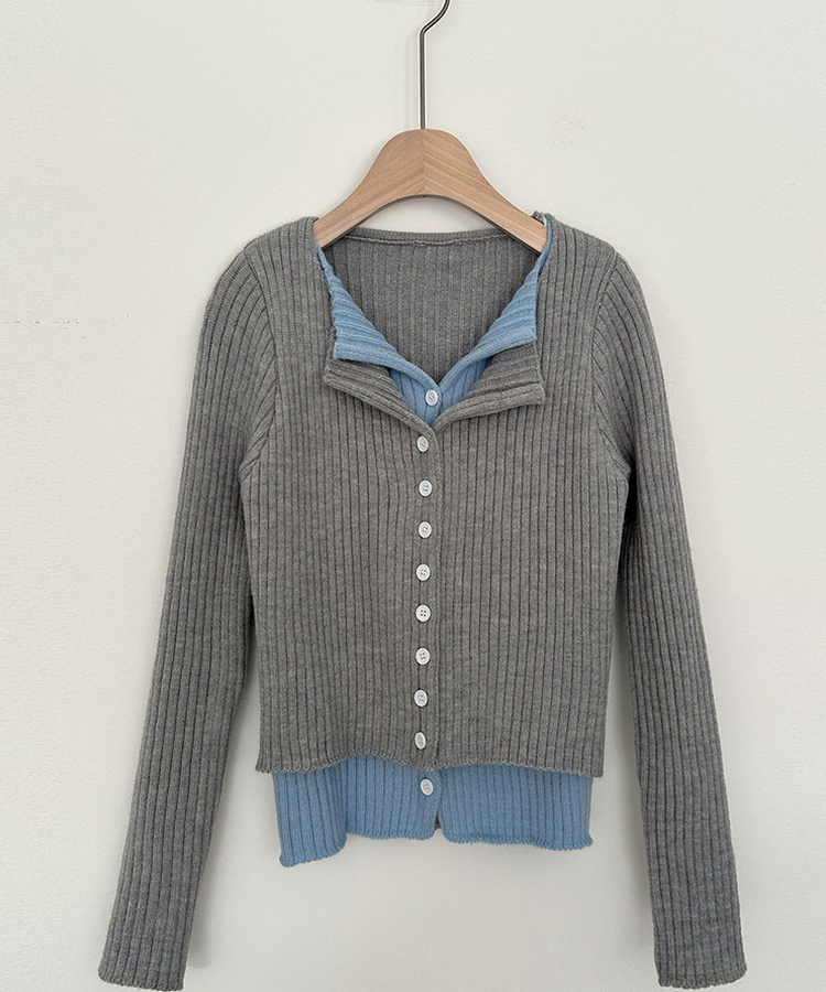 트윈 블렌드 니트 슬림핏 가디건