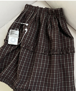 フリルビンテージチェックミディスカート