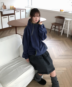 フリルビンテージチェックミディスカート CHARCOAL