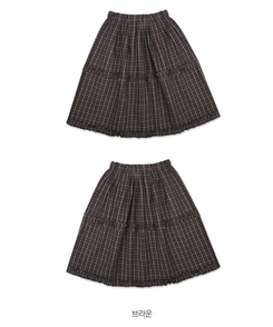 フリルビンテージチェックミディスカート