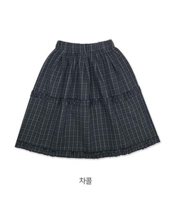 フリルビンテージチェックミディスカート