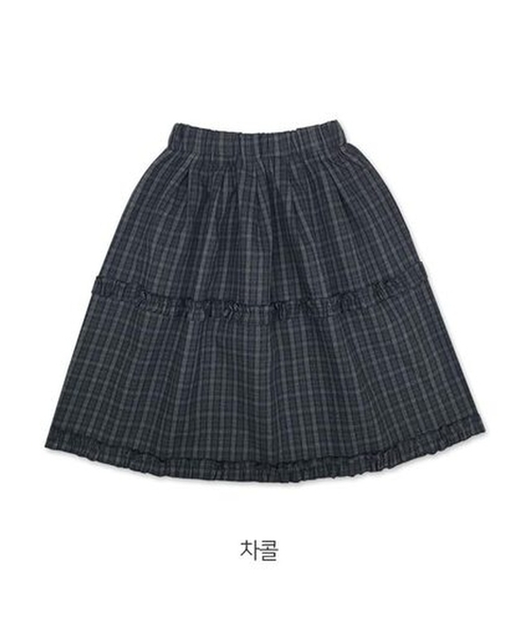 フリルビンテージチェックミディスカート