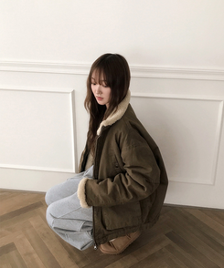 ウォッシングハイネックウールファージャケット BEIGE