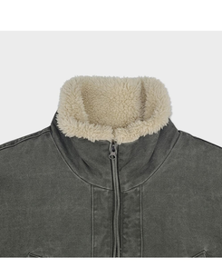 ウォッシングハイネックウールファージャケット