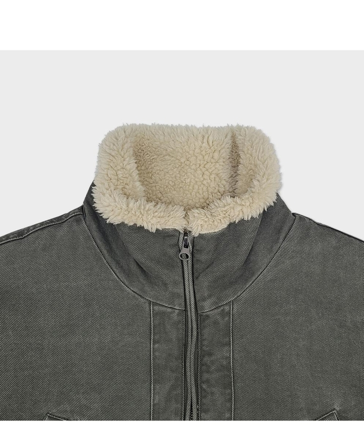 ウォッシングハイネックウールファージャケット