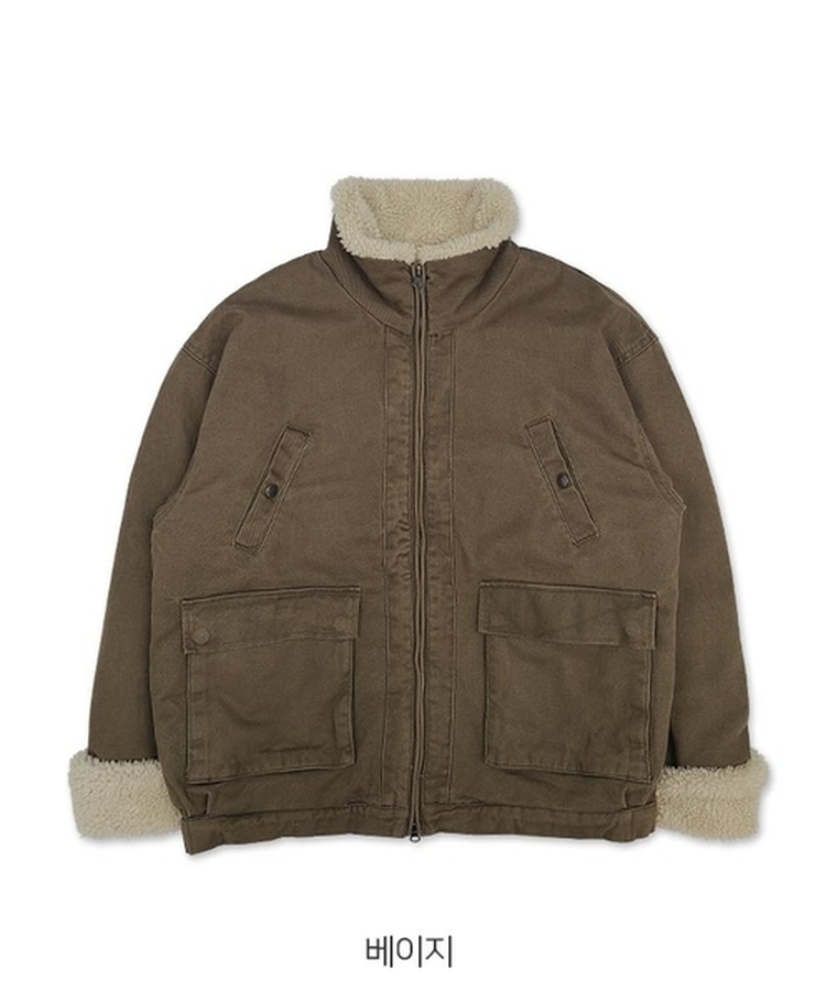 ウォッシングハイネックウールファージャケット