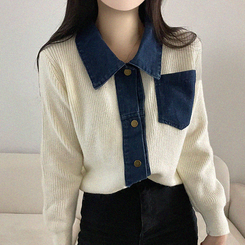 デニムポケットニットカーディガン(5color) IVORY