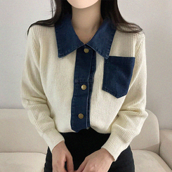 デニムポケットニットカーディガン(5color) IVORY