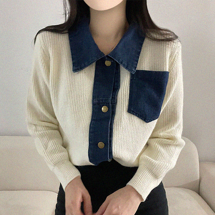 デニムポケットニットカーディガン(5color) IVORY