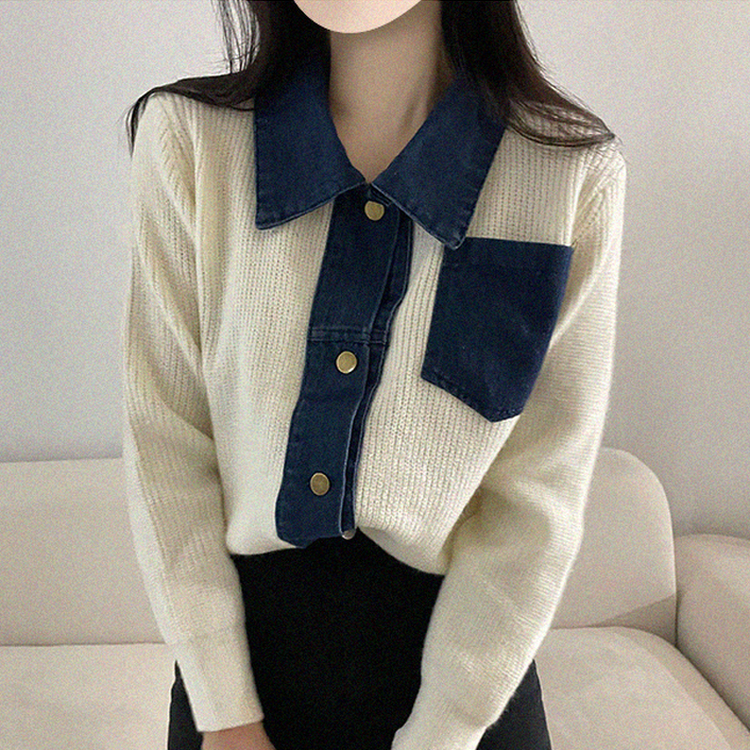 デニムポケットニットカーディガン(5color) IVORY
