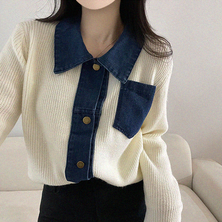 デニムポケットニットカーディガン(5color) IVORY