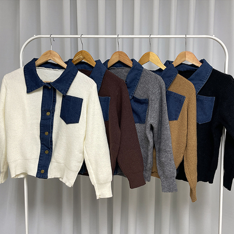 デニムポケットニットカーディガン(5color)