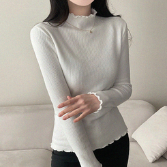 【起毛】ハーフハイネックミンクニット WHITE