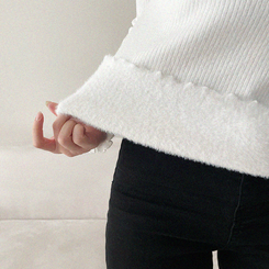 【起毛】ハーフハイネックミンクニット WHITE