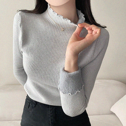 【起毛】ハーフハイネックミンクニット GREY