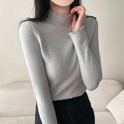 【起毛】ハーフハイネックミンクニット GREY