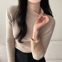 【起毛】ハーフハイネックミンクニット BEIGE