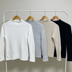 【起毛】ハーフハイネックミンクニット