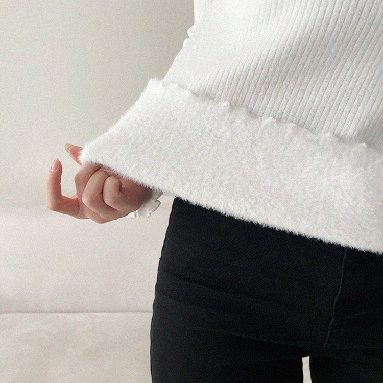 【起毛】ハーフハイネックミンクニット WHITE