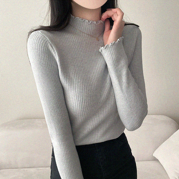 【起毛】ハーフハイネックミンクニット GREY