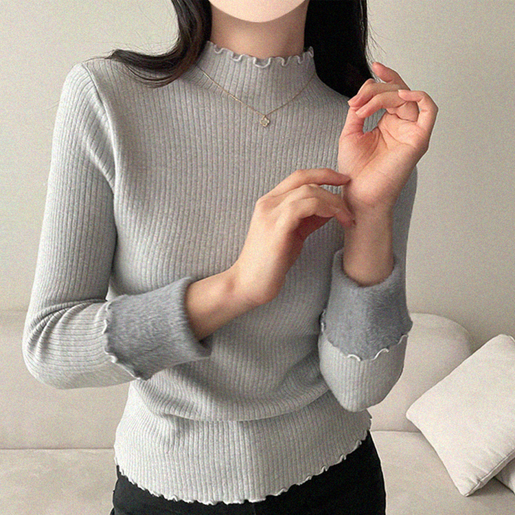 【起毛】ハーフハイネックミンクニット GREY