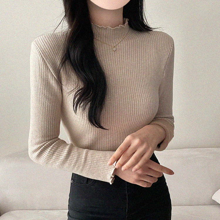 【起毛】ハーフハイネックミンクニット BEIGE