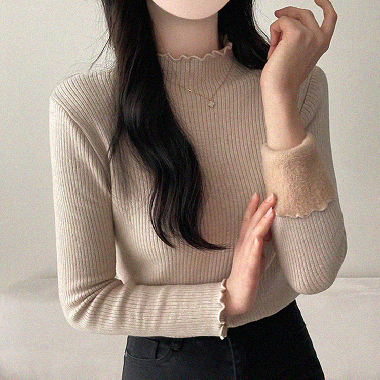 【起毛】ハーフハイネックミンクニット BEIGE