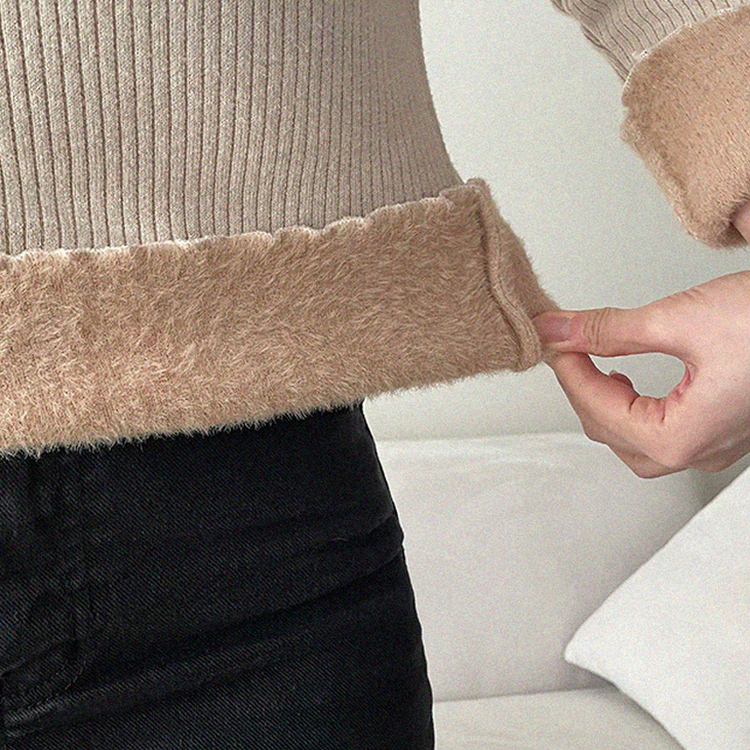 【起毛】ハーフハイネックミンクニット BEIGE