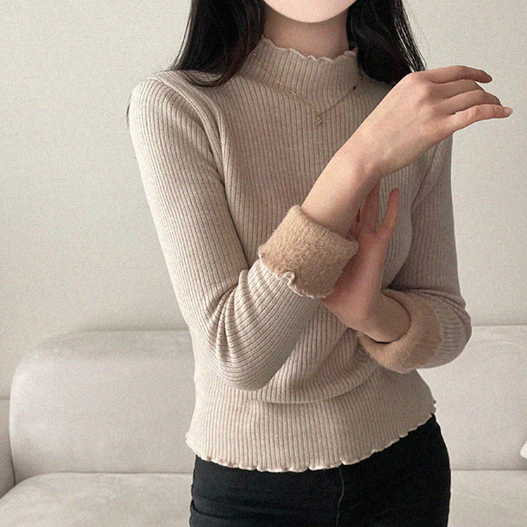 【起毛】ハーフハイネックミンクニット BEIGE