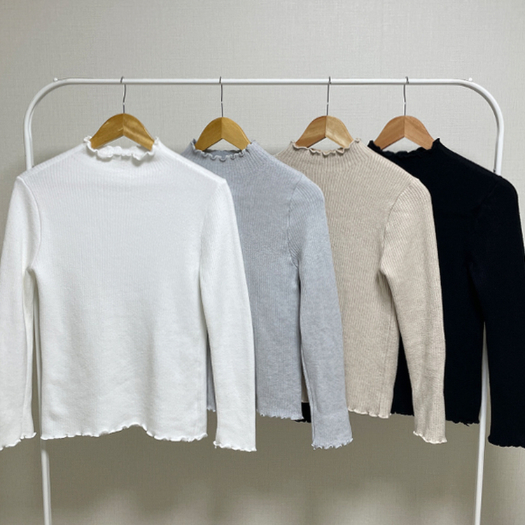 【起毛】ハーフハイネックミンクニット