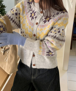 ノルディックニットカーディガン LIGHT GRAY