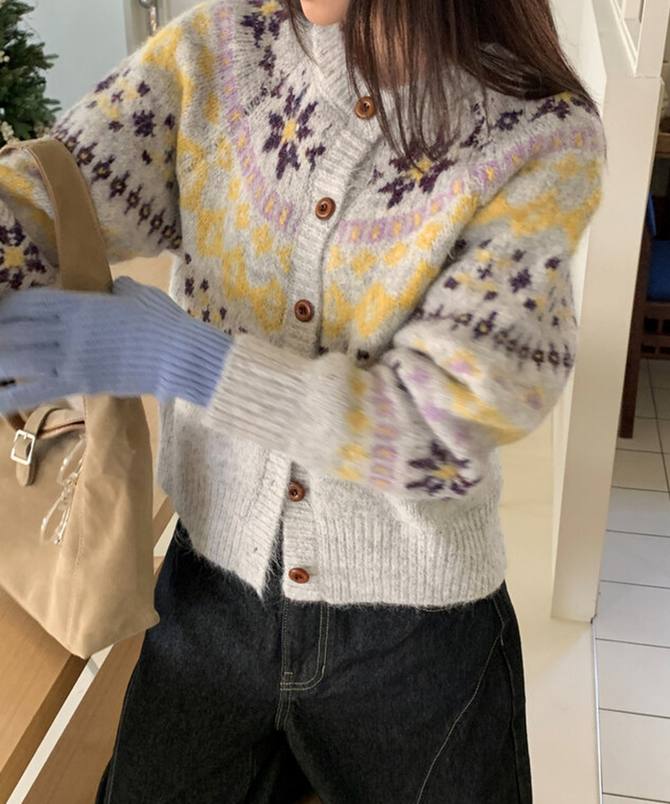 ノルディックニットカーディガン LIGHT GRAY