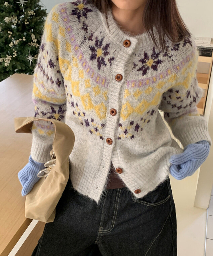 ノルディックニットカーディガン LIGHT GRAY