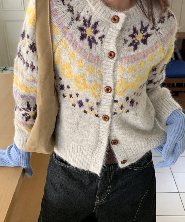 ノルディックニットカーディガン LIGHT GRAY