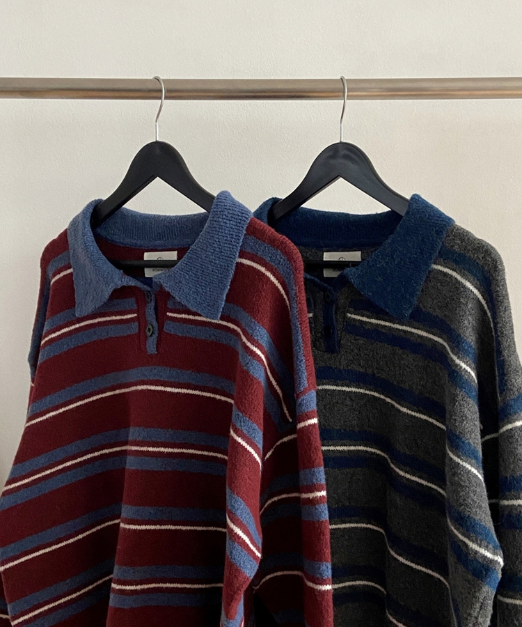 ストライプバイカラーニット
