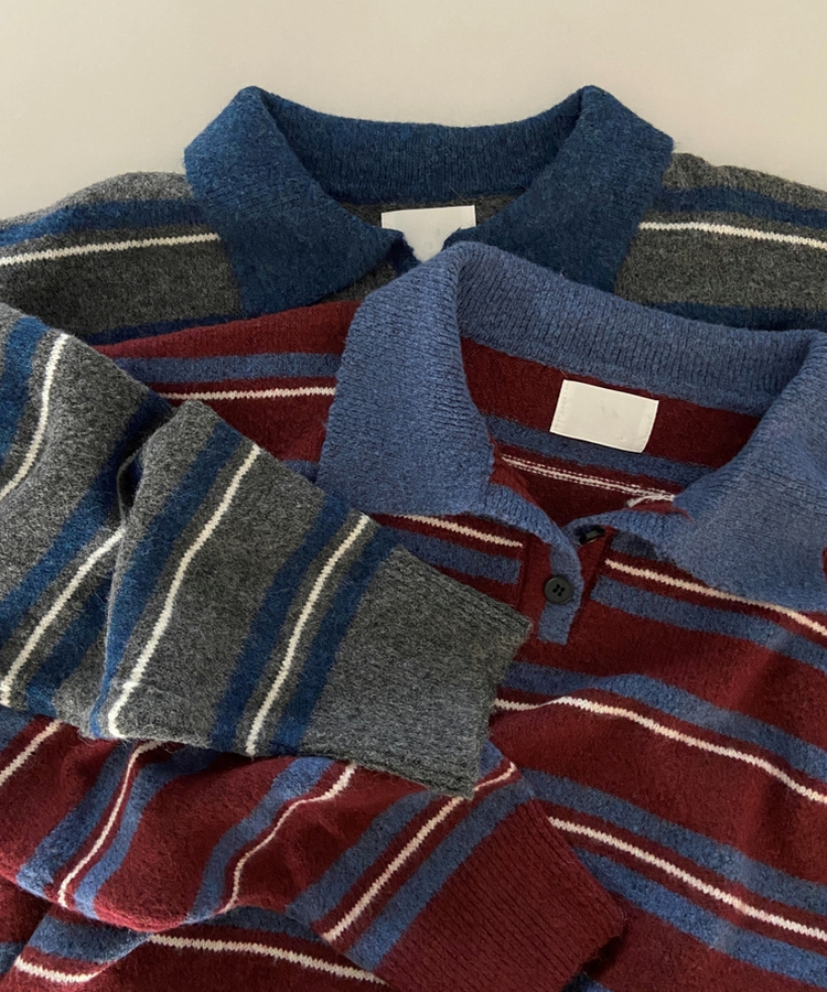 ストライプバイカラーニット