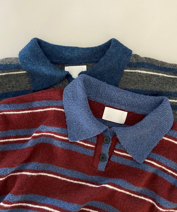ストライプバイカラーニット