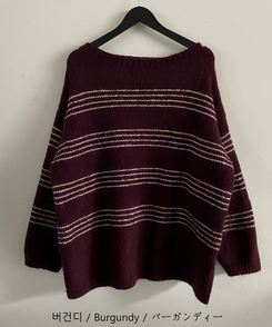 ワンオフオーバーフィットストライプニット