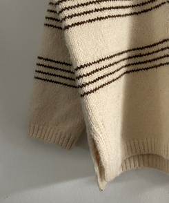 ワンオフオーバーフィットストライプニット