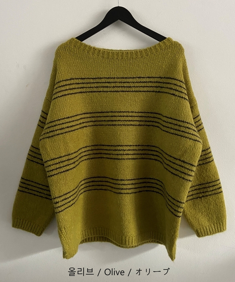 ワンオフオーバーフィットストライプニット
