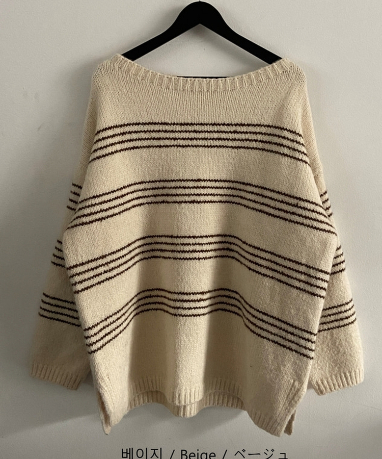 ワンオフオーバーフィットストライプニット