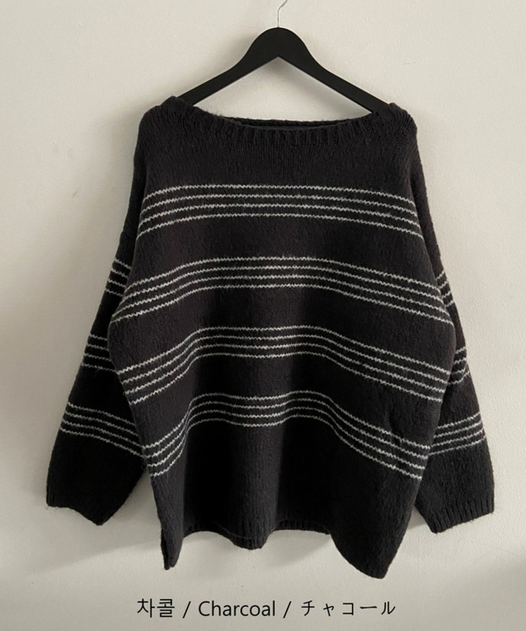 ワンオフオーバーフィットストライプニット