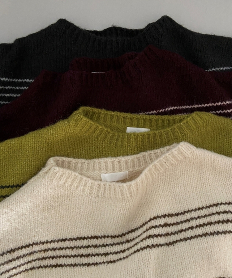 ワンオフオーバーフィットストライプニット