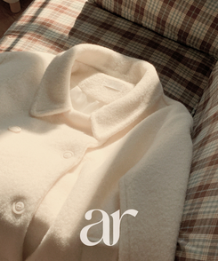 （ふわっと暖か♥／ブークレ素材／やわらかな着心地）ブークレダブルハーフコート IVORY