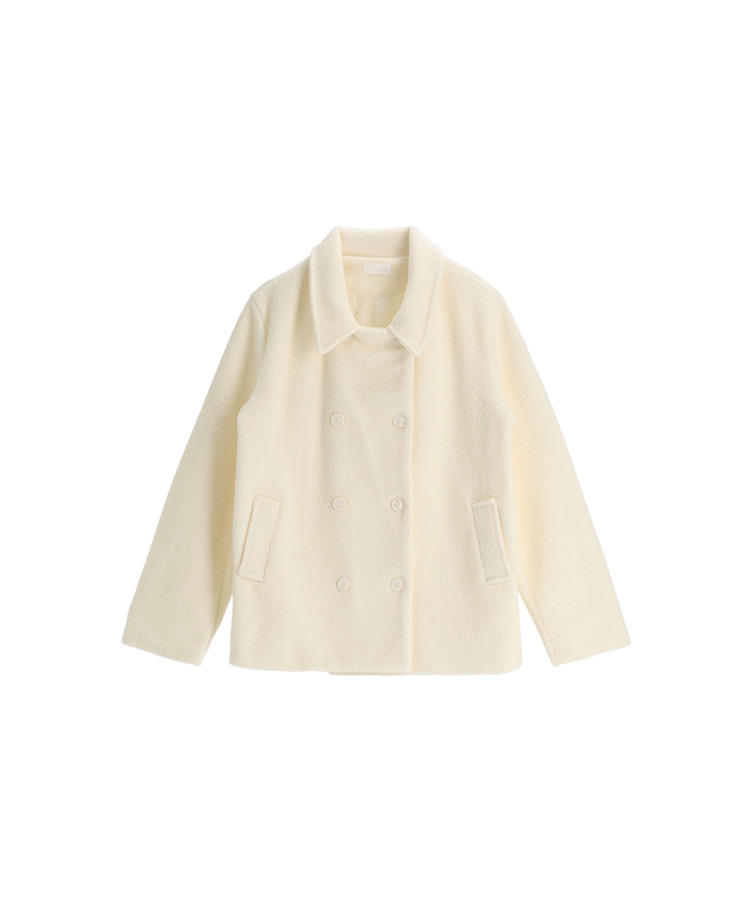 （ふわっと暖か♥／ブークレ素材／やわらかな着心地）ブークレダブルハーフコート