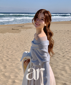 （なめらか＆あたたか♥／裏起毛素材／フェミニンムード）裏起毛チュールオフショルダーロングTシャツ SKYBLUE