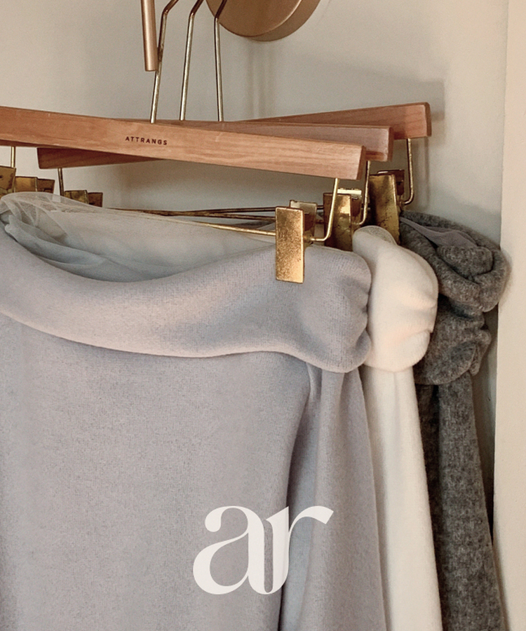 （なめらか＆あたたか♥／裏起毛素材／フェミニンムード）裏起毛チュールオフショルダーロングTシャツ