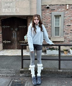 폴라링 니트 퍼 후드 소라